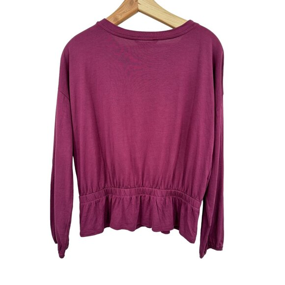 Banana Republic Women's Long Sleeve Maroon Blouse T-Shirt Tee Peplum Casual S - Picture 7 of 7